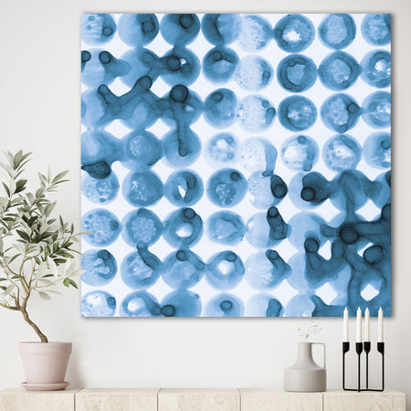 Indigo watercolor geometrical VI - Contemporary Canvas Artwork