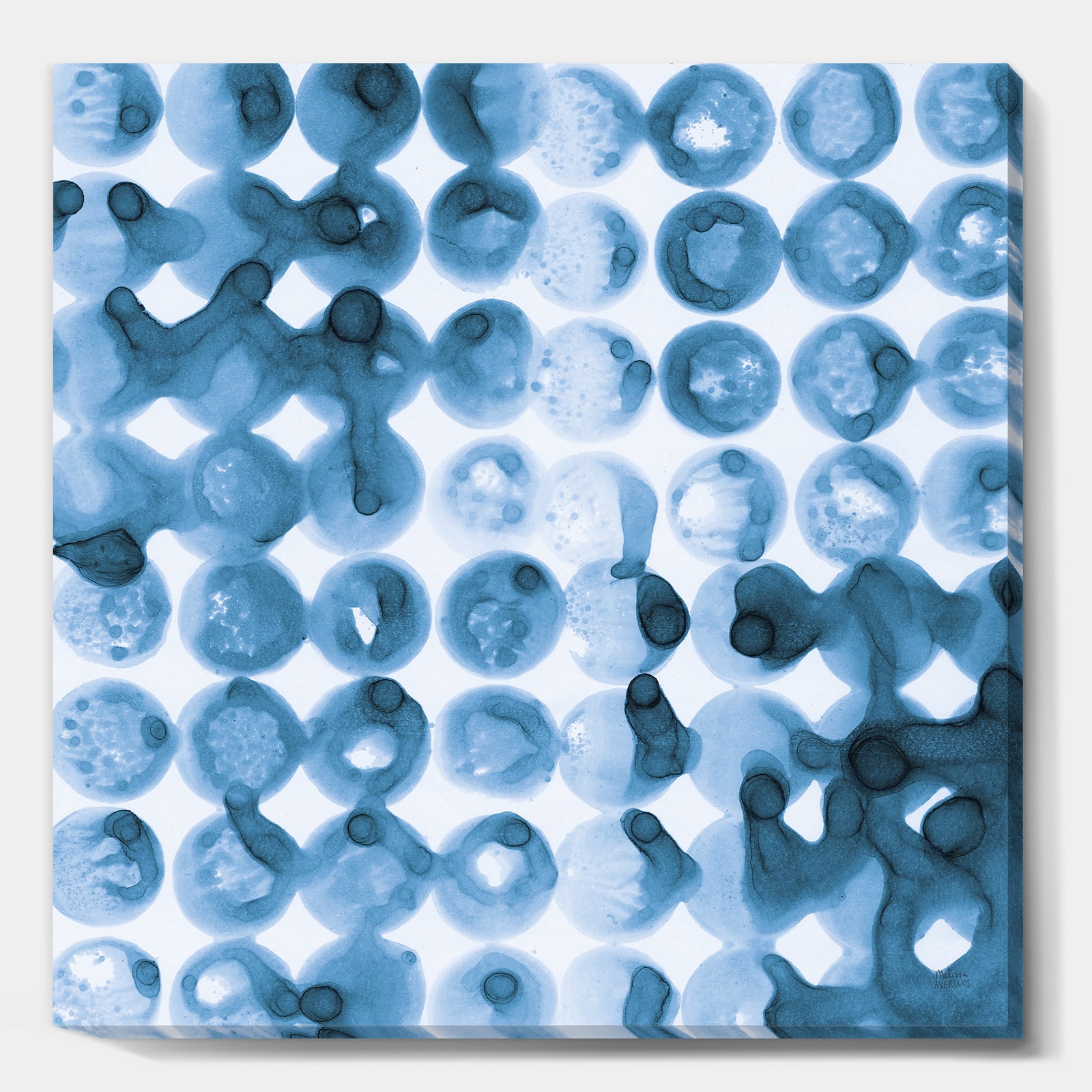 Indigo watercolor geometrical VI - Contemporary Canvas Artwork