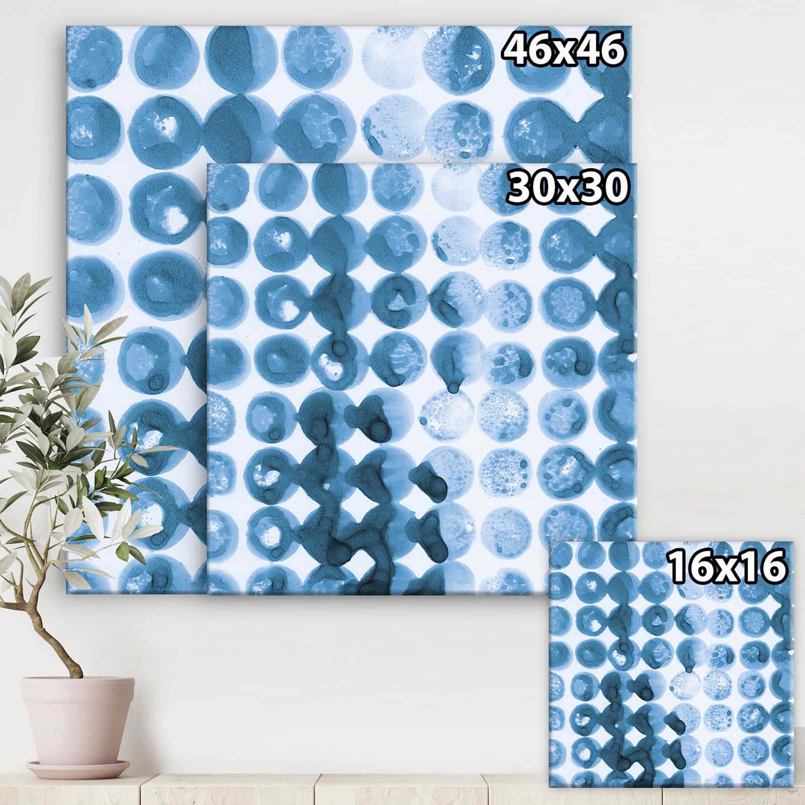 Indigo watercolor geometrical VII - Contemporary Canvas Art