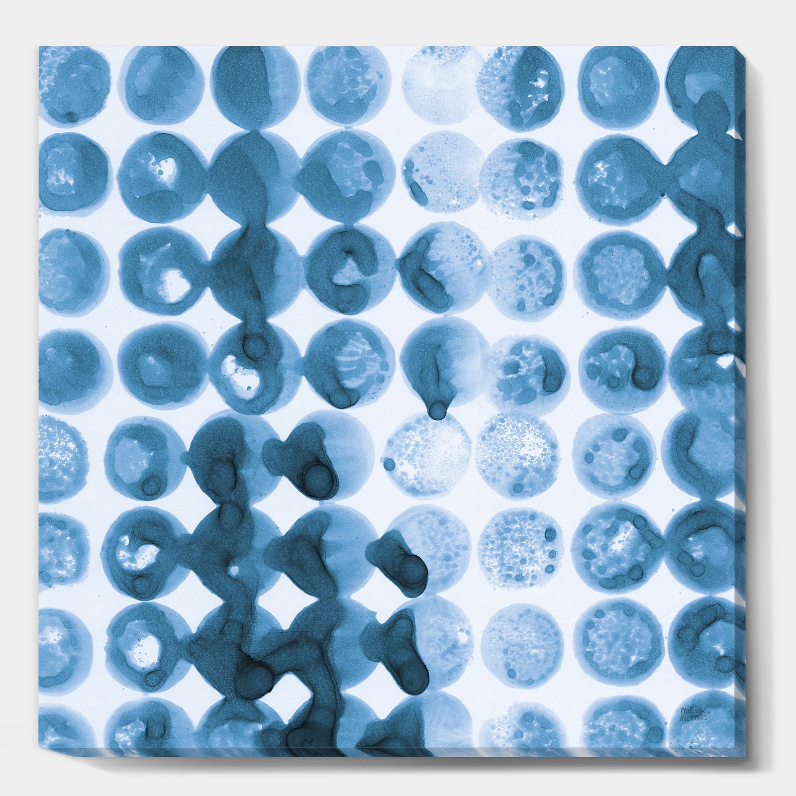 Indigo watercolor geometrical VII - Contemporary Canvas Art