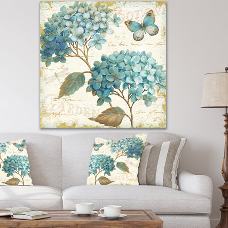 butterfly Blue Garden I - Farmhouse Canvas Artwork