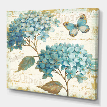 butterfly Blue Garden I - Farmhouse Canvas Artwork