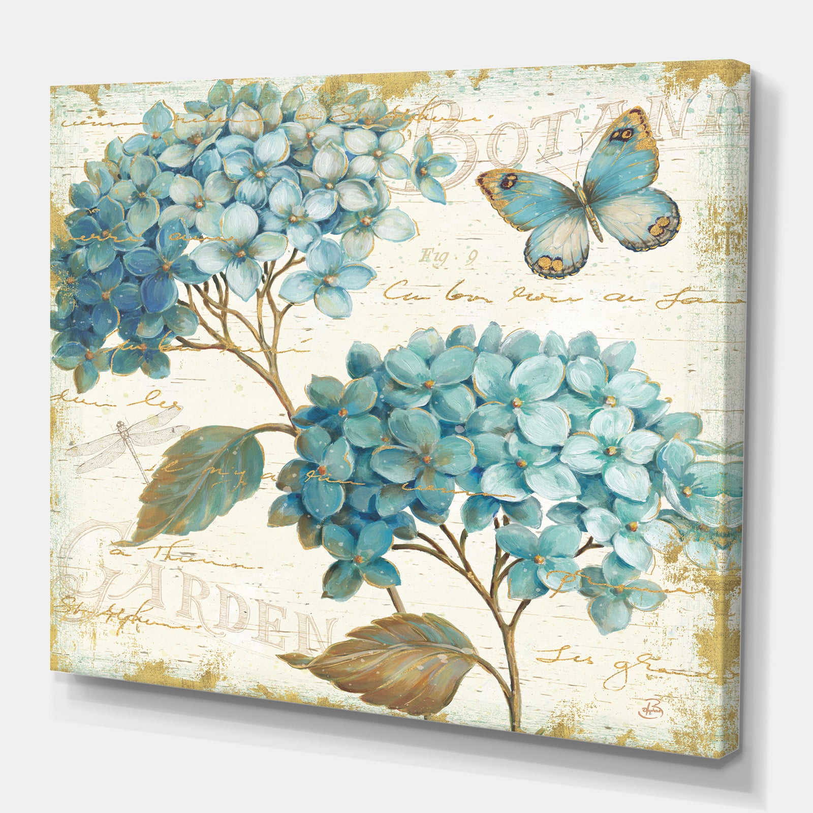 butterfly Blue Garden I - Farmhouse Canvas Artwork