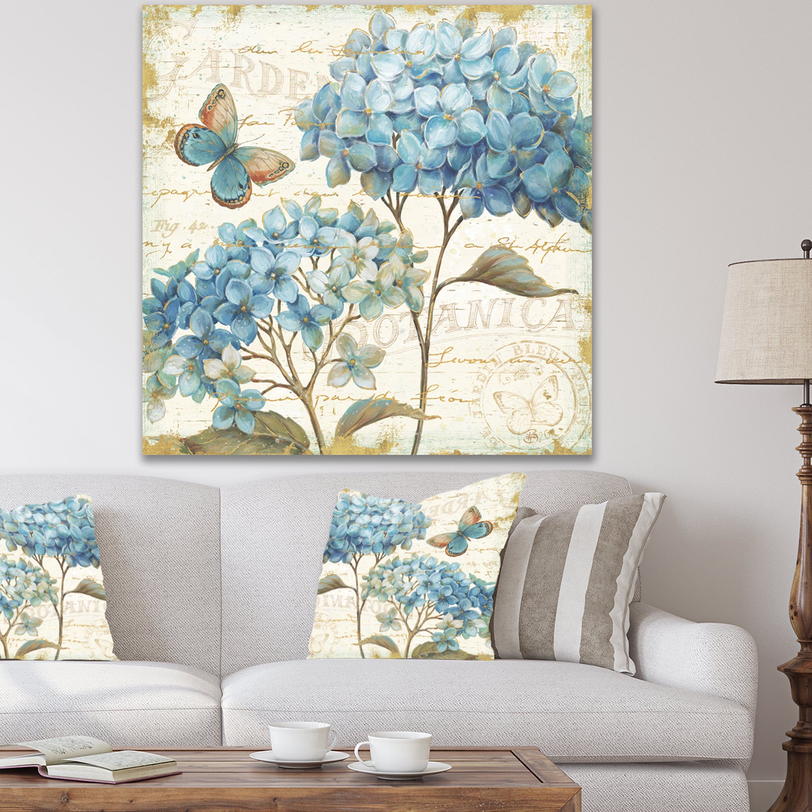 butterfly Blue Garden II - Farmhouse Canvas Art