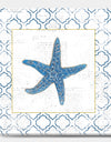 Navy Starfish with Gold - Nautical & Coastal Premium Canvas Wall Art