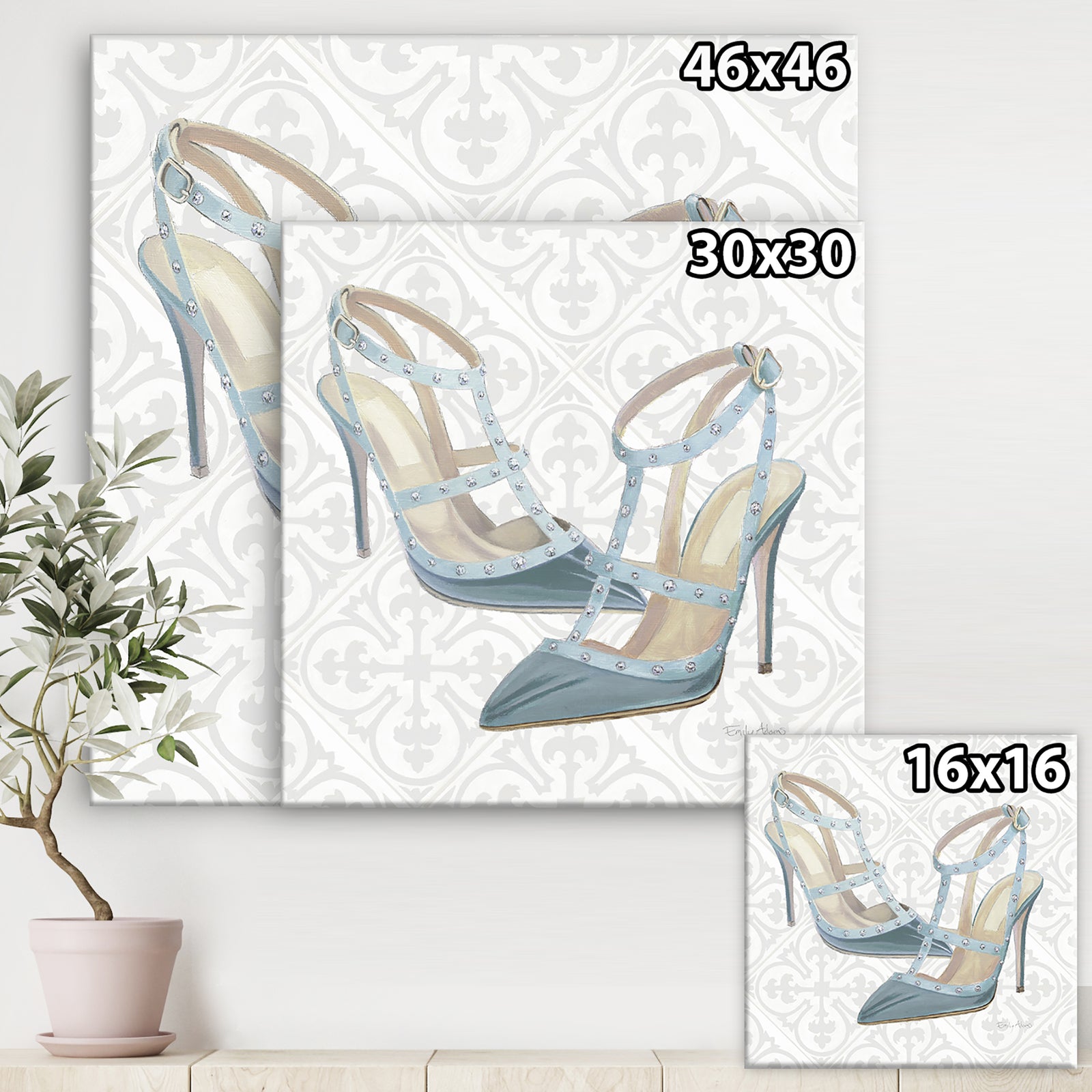 Glam cosmetics Blue Shoes - Posh & Luxe Canvas Art