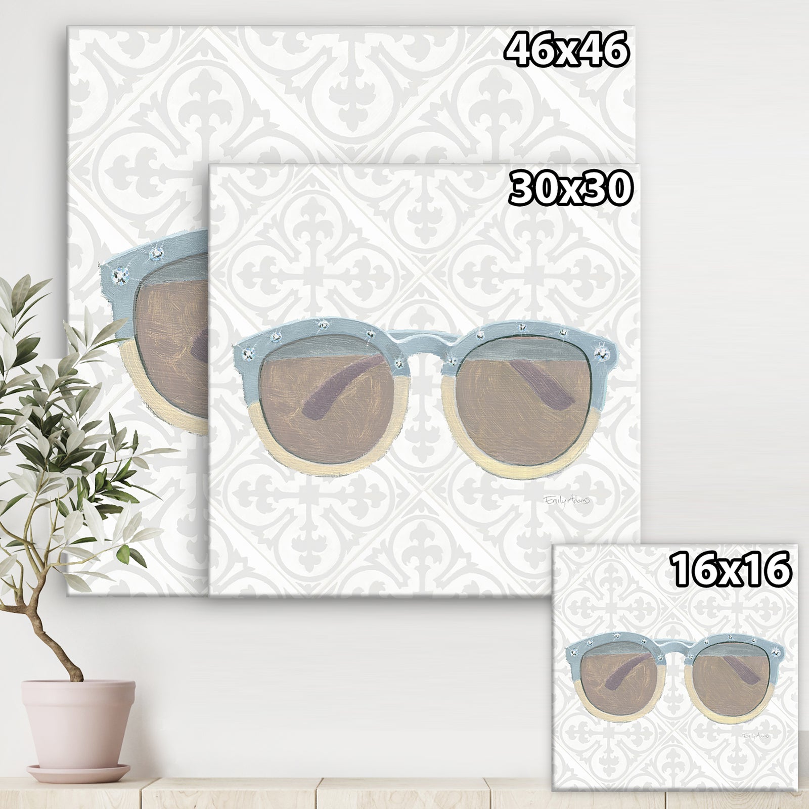 Glam cosmetics Blue Sun Glasses - Posh & Luxe Premium Canvas Wall Art