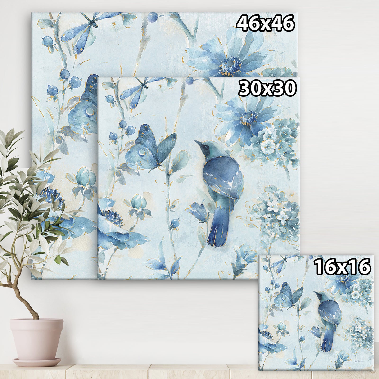 Indigold Watercolor Flower III - Farmhouse Canvas Art