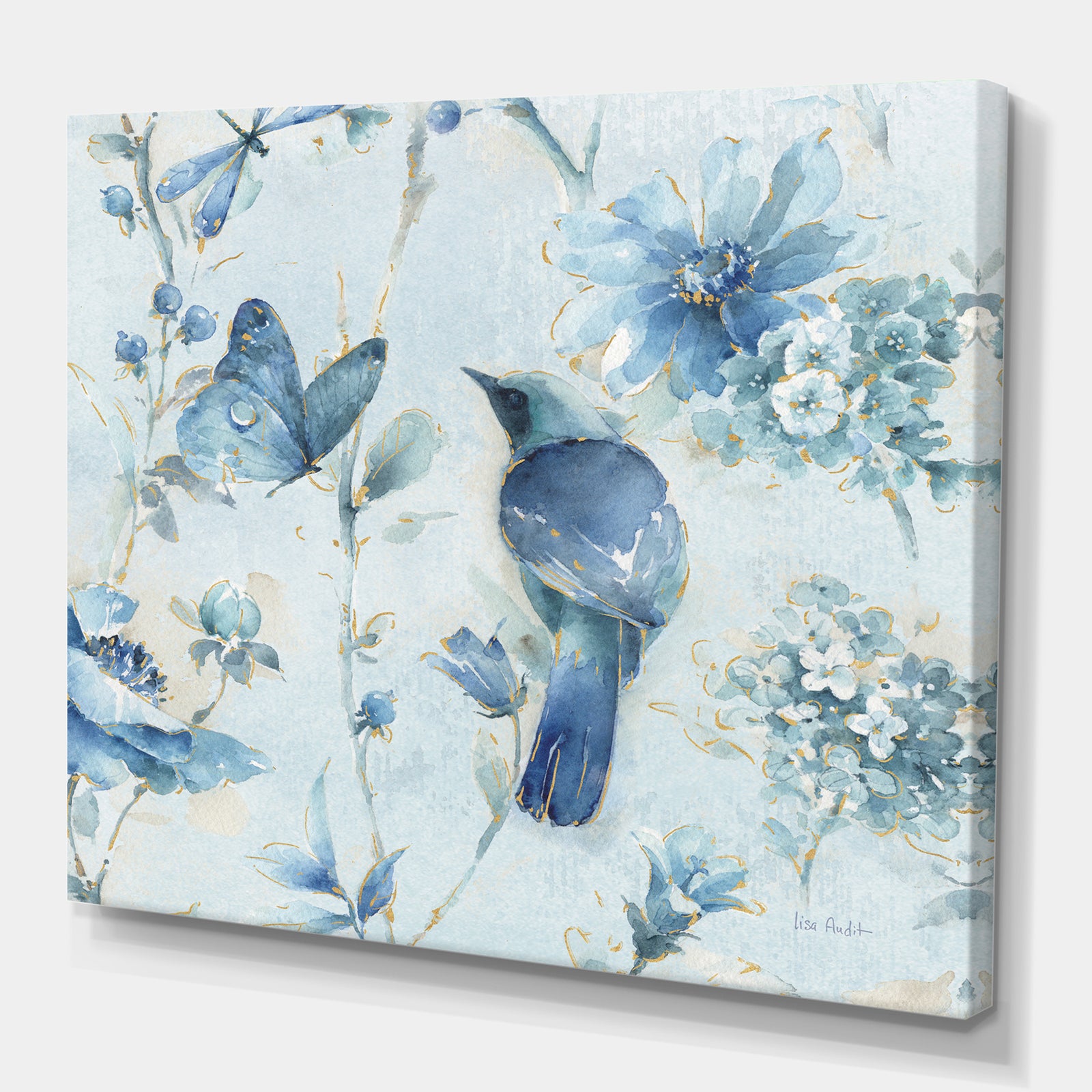 Indigold Watercolor Flower III - Farmhouse Canvas Art