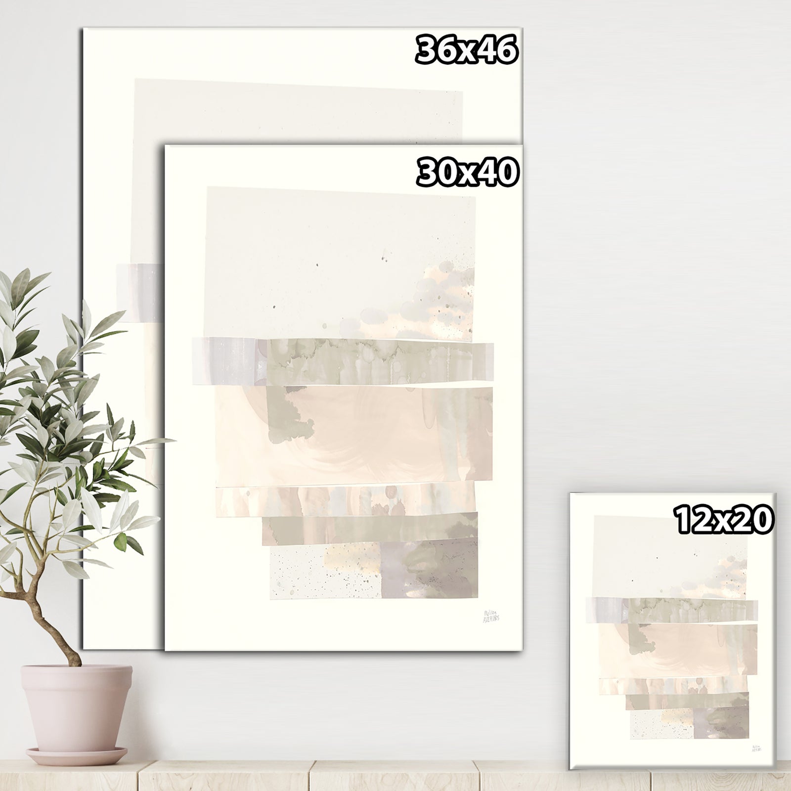 Geometric Neutral Form I - Shabby Chic Canvas Artwork