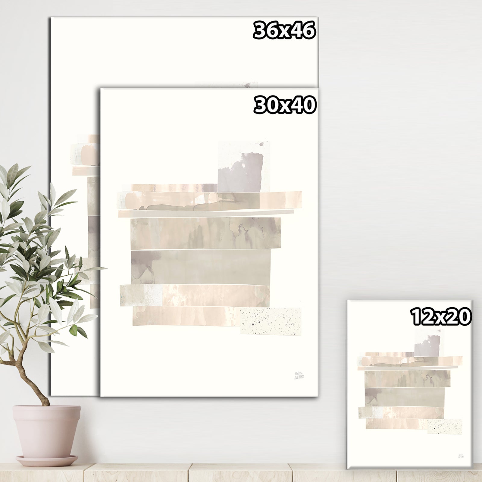 Geometric Neutral Form II - Shabby Chic Canvas Art