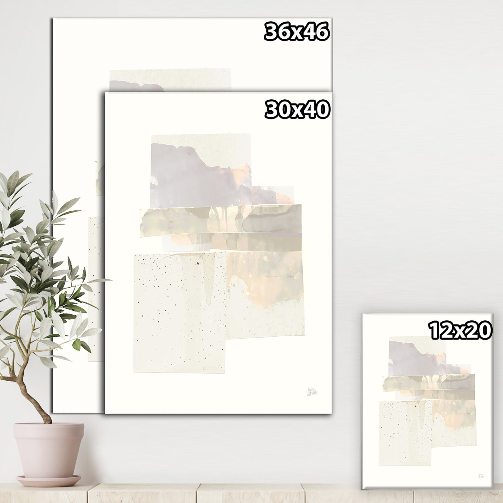 Geometric Neutral Form III - Shabby Chic Premium Canvas Wall Art