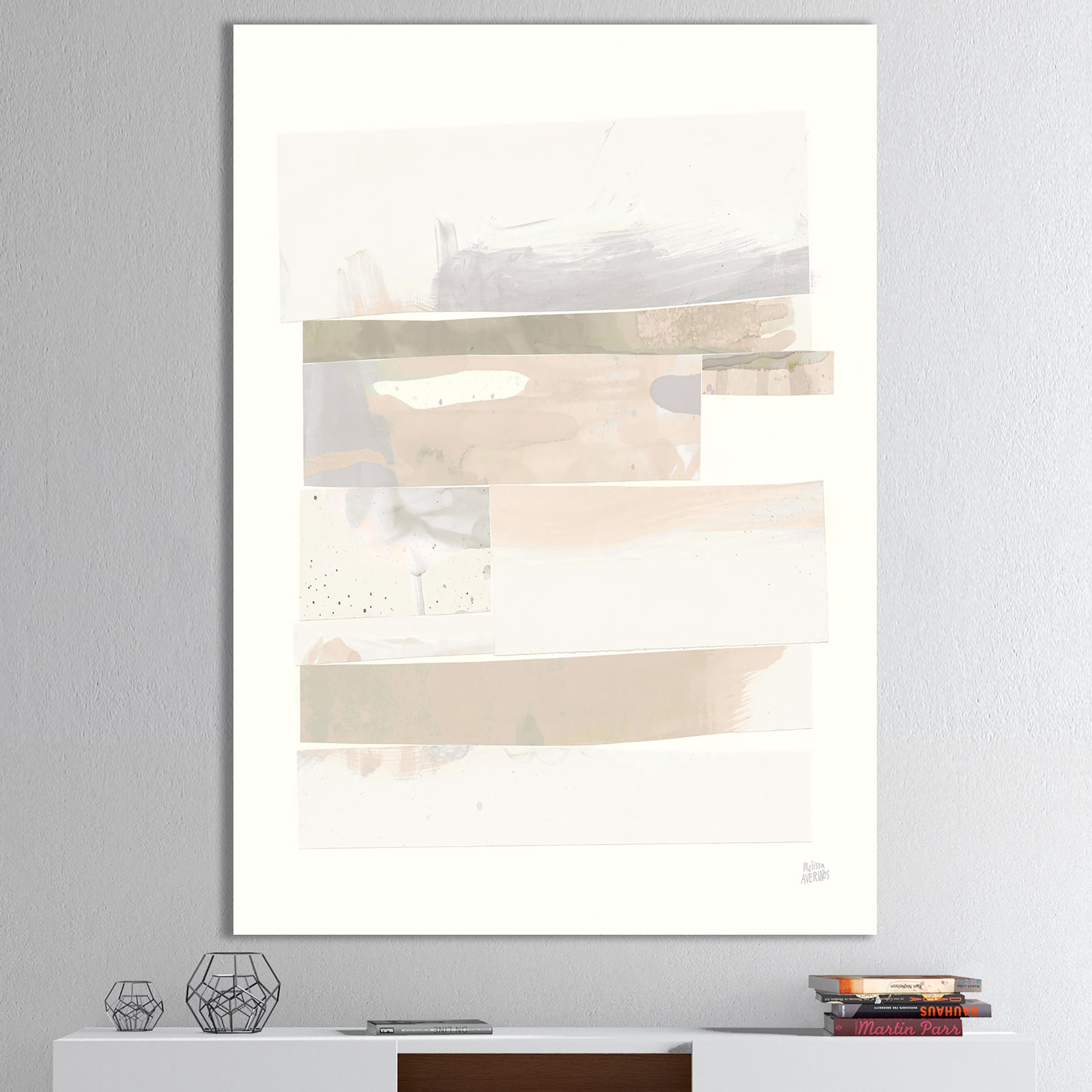 Geometric Neutral Form IV - Shabby Chic Gallery-wrapped Canvas