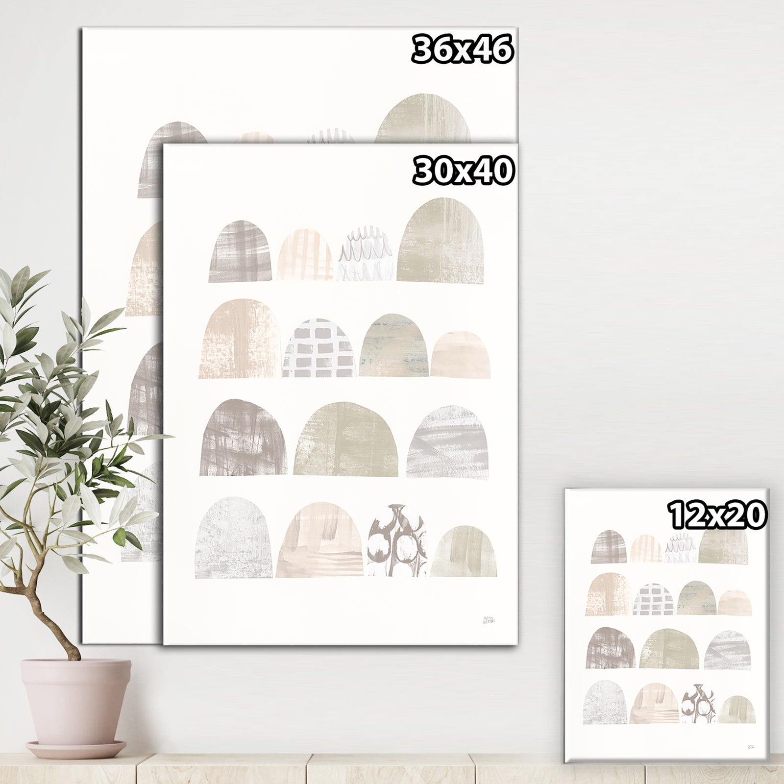 Geometric Neutral Form V - Shabby Chic Canvas Artwork
