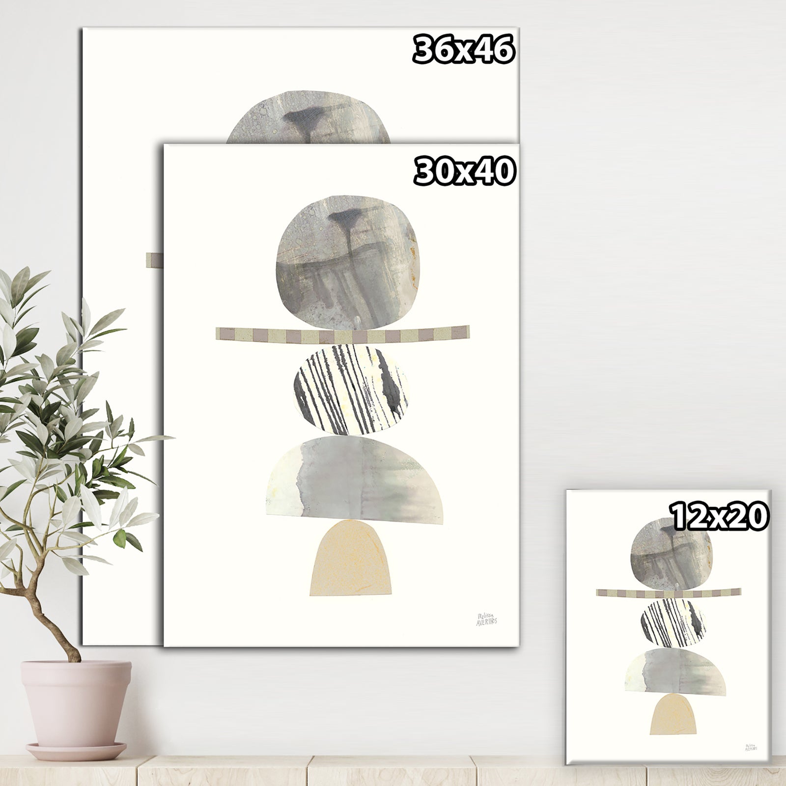 Geometric Balance Neutral I - Shabby Chic Canvas Art