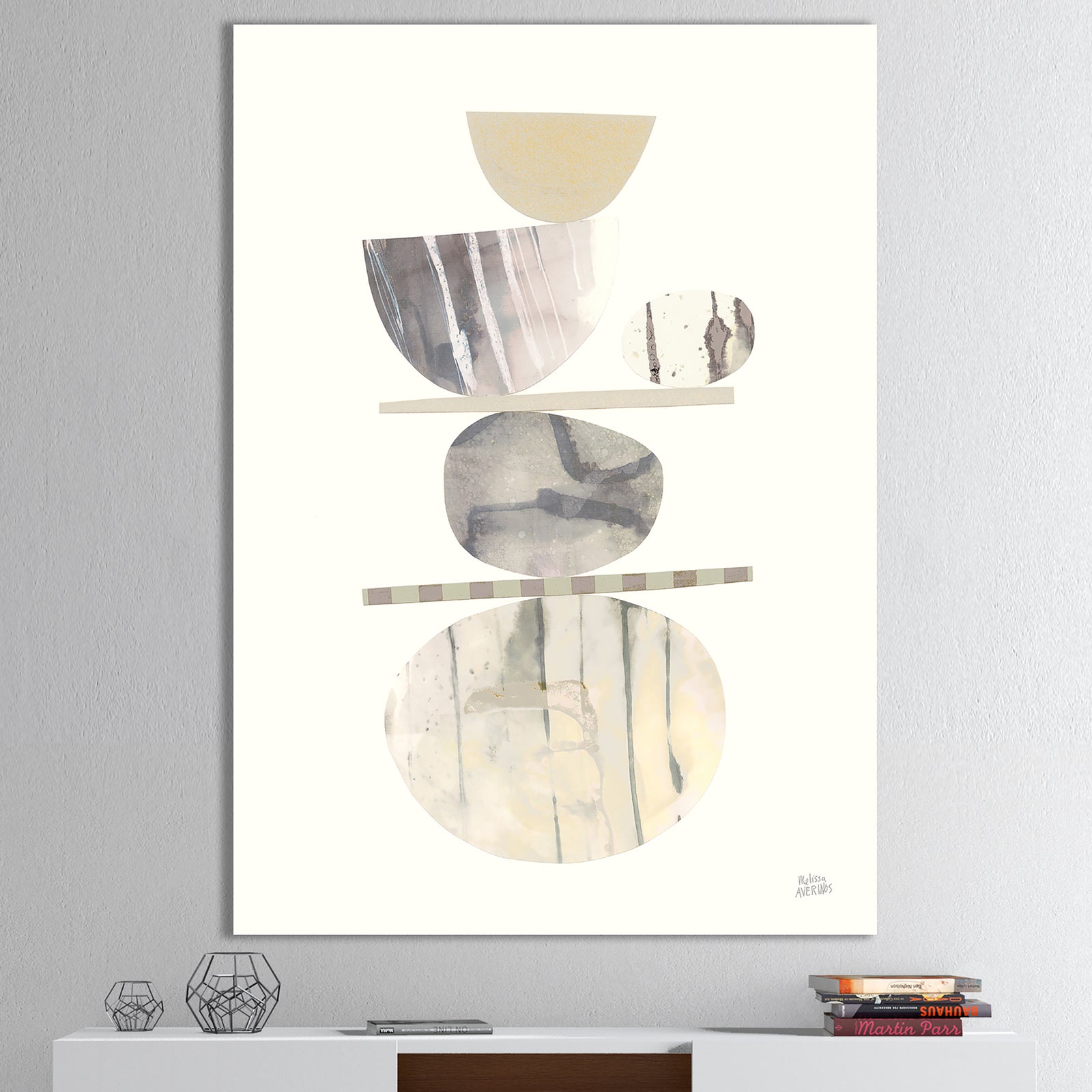 Geometric Balance Neutral II - Shabby Chic Premium Canvas Wall Art