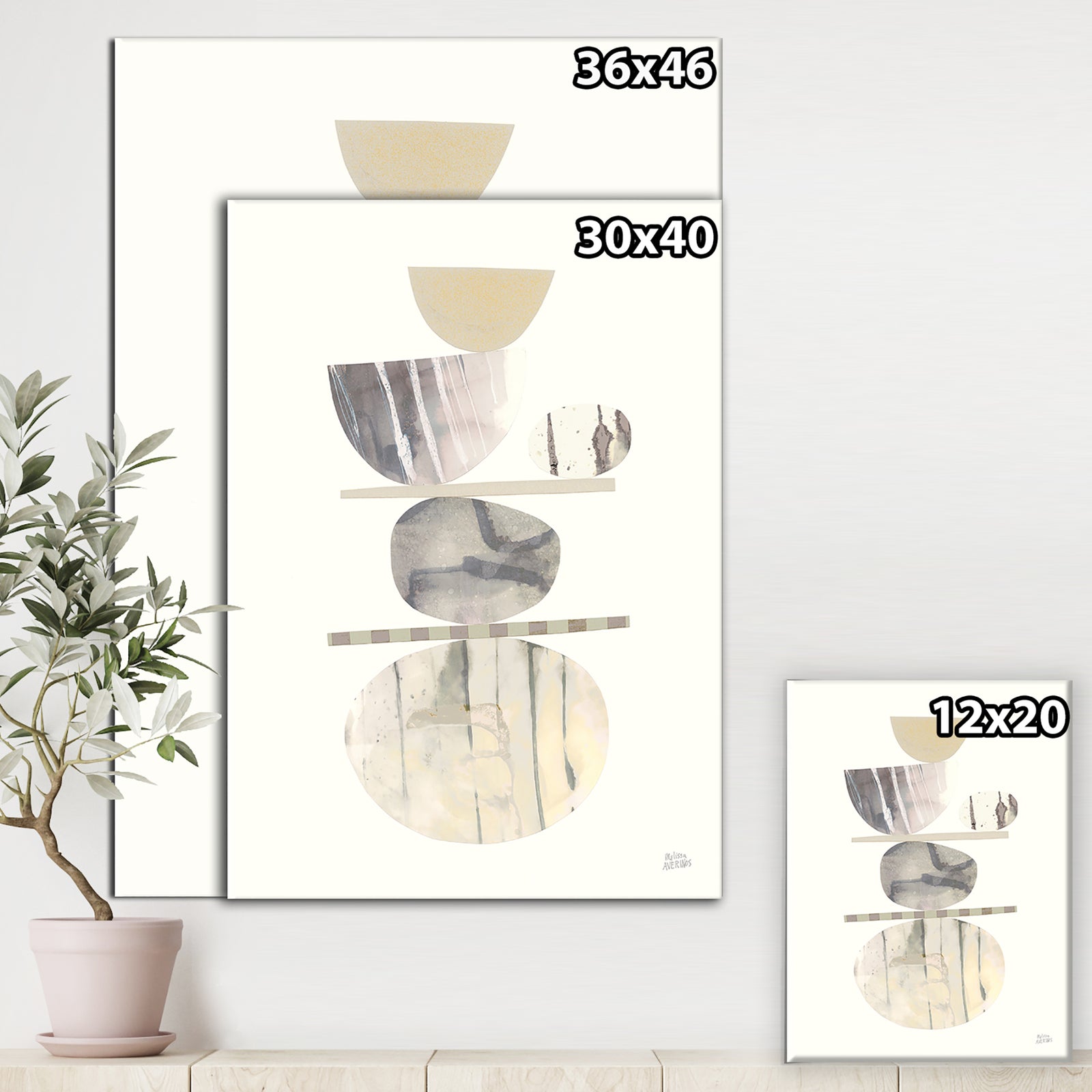Geometric Balance Neutral II - Shabby Chic Premium Canvas Wall Art