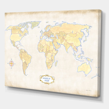 World Trekker I Crop - Map Canvas Artwork
