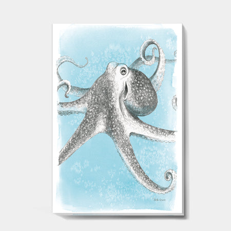 Coastal Sea Life II octopus sketches - Nautical & Coastal Gallery-wrapped Canvas