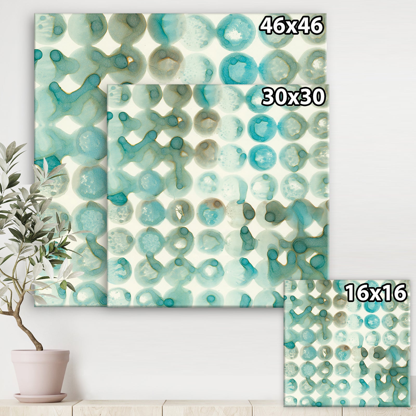 Turquoise Watercolor geometrical I - Modern & Transitional Canvas Art