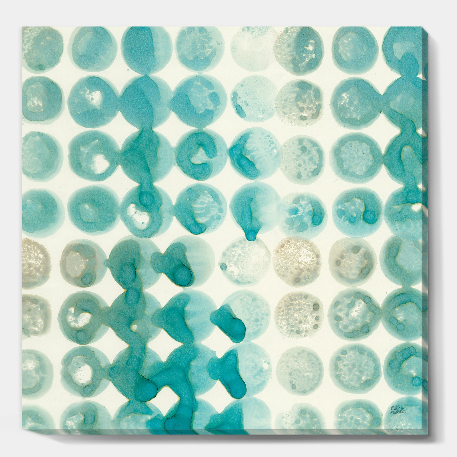 Turquoise Watercolor geometrical II - Modern & Transitional Premium Canvas Wall Art