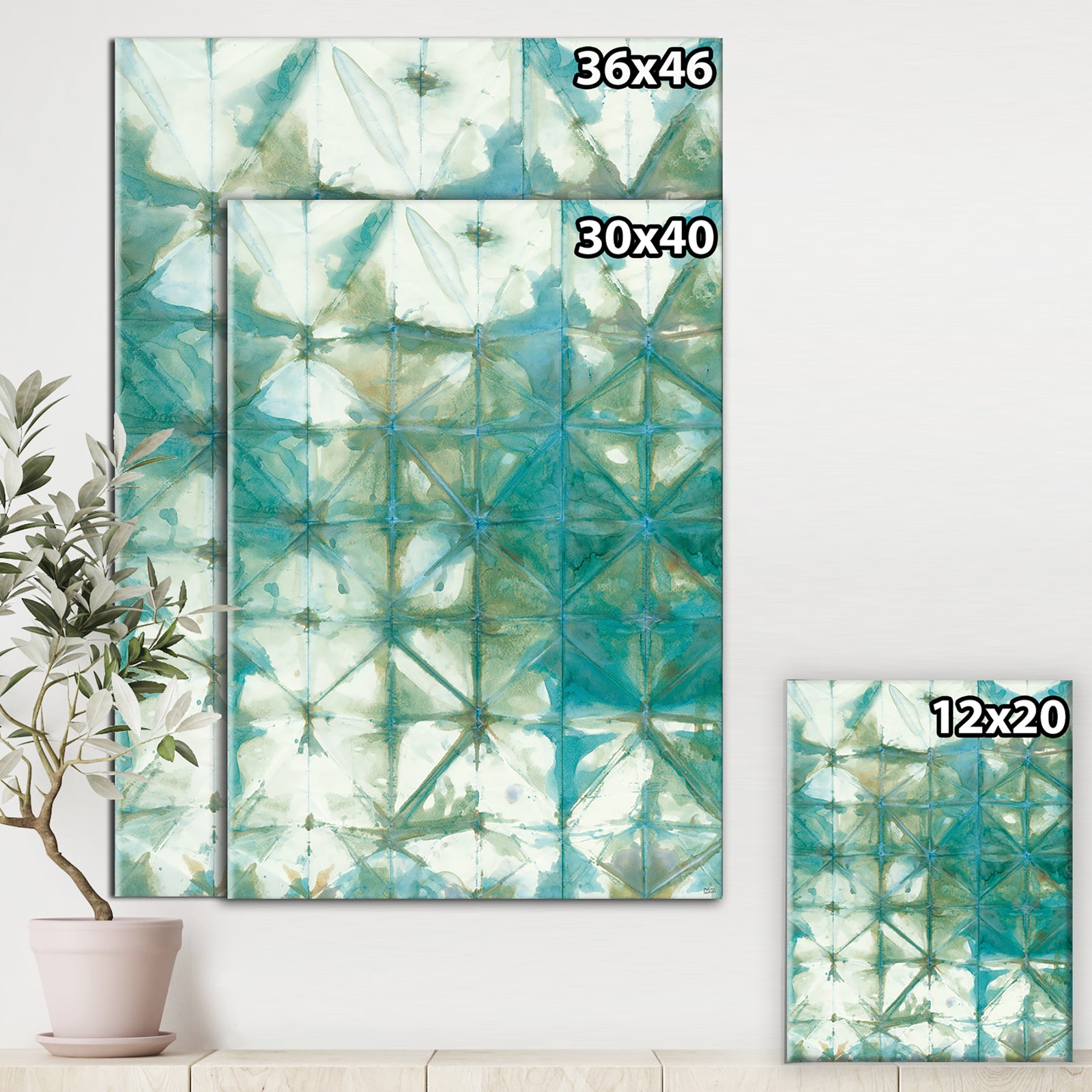 Carson Carrington Jamtbo 'Turquoise Watercolor geometrical III - Gallery-wrapped Canvas