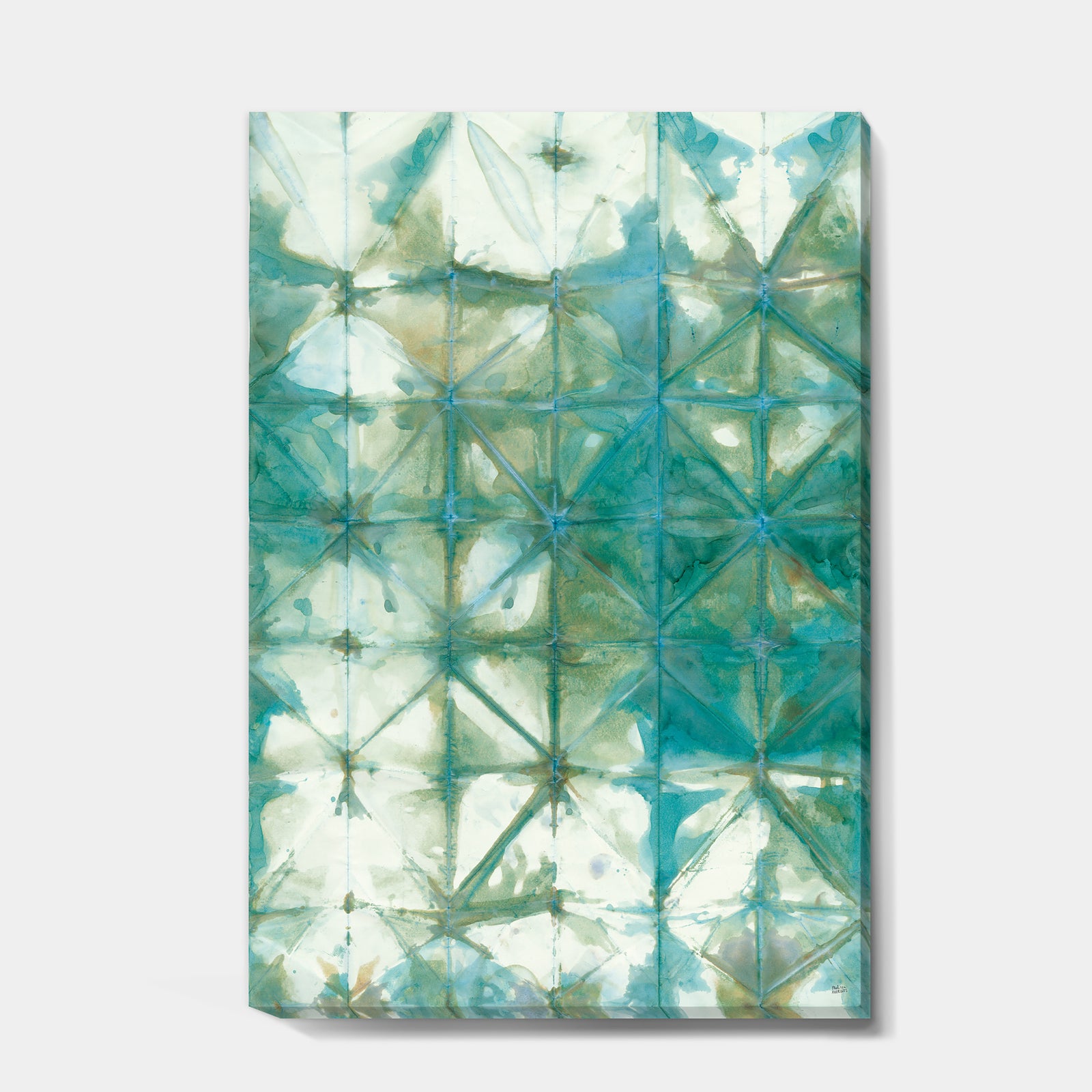 Carson Carrington Jamtbo 'Turquoise Watercolor geometrical III - Gallery-wrapped Canvas