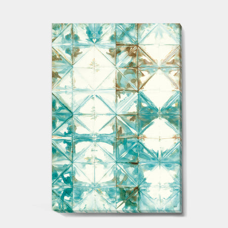 Turquoise Watercolor geometrical IV - Modern & Transitional Canvas Artwork