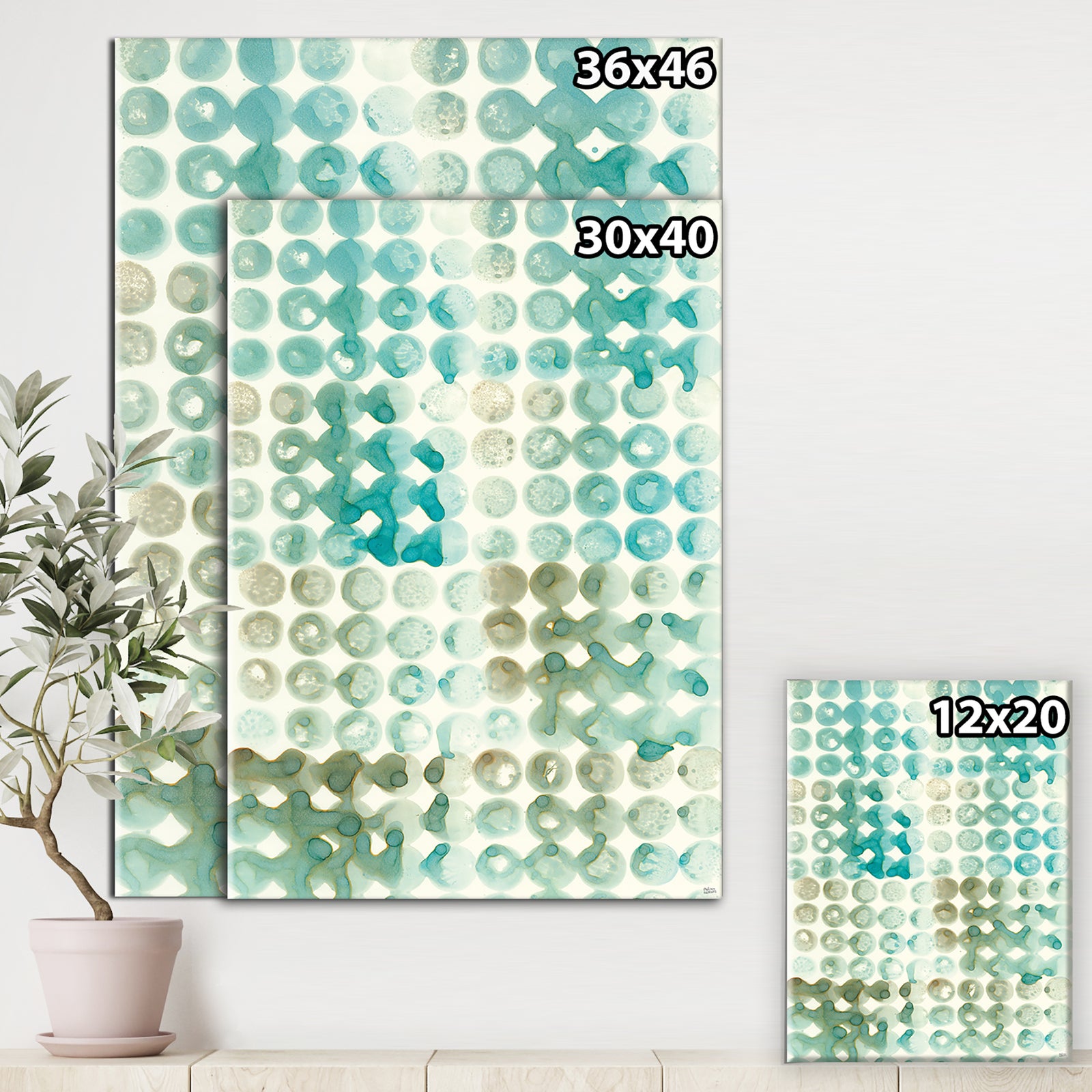 Turquoise Watercolor geometrical V - Modern & Transitional Canvas Art