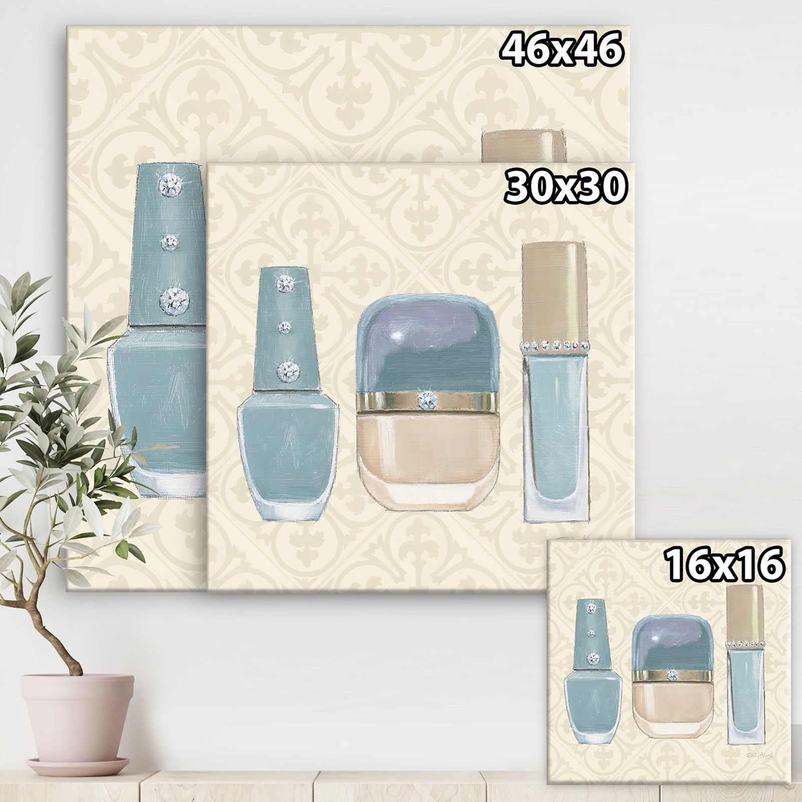 Glam cosmetics Blue accessories - Fashion Canvas Art