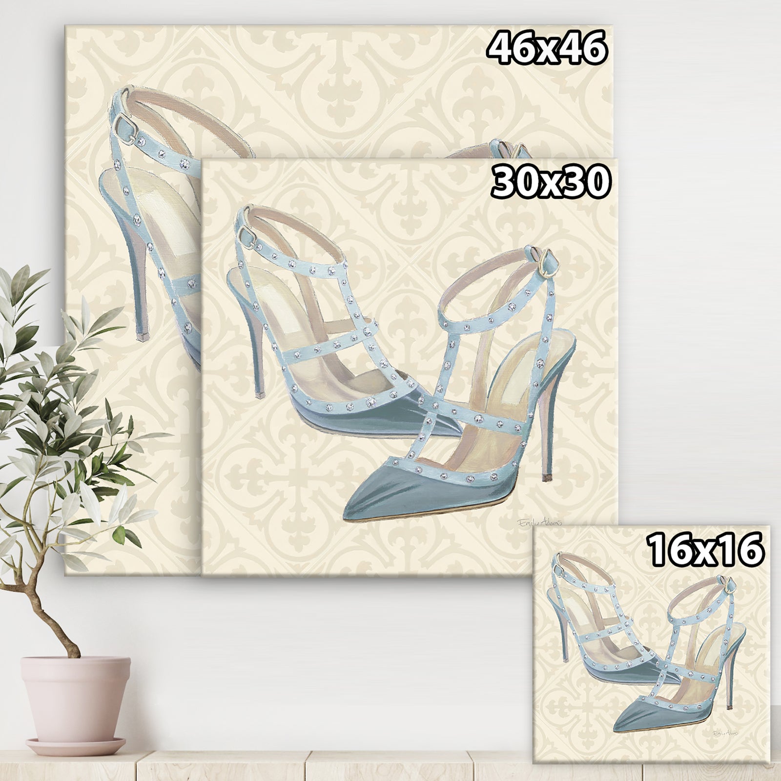 Glam cosmetics Blue Shoes - Fashion Gallery-wrapped Canvas