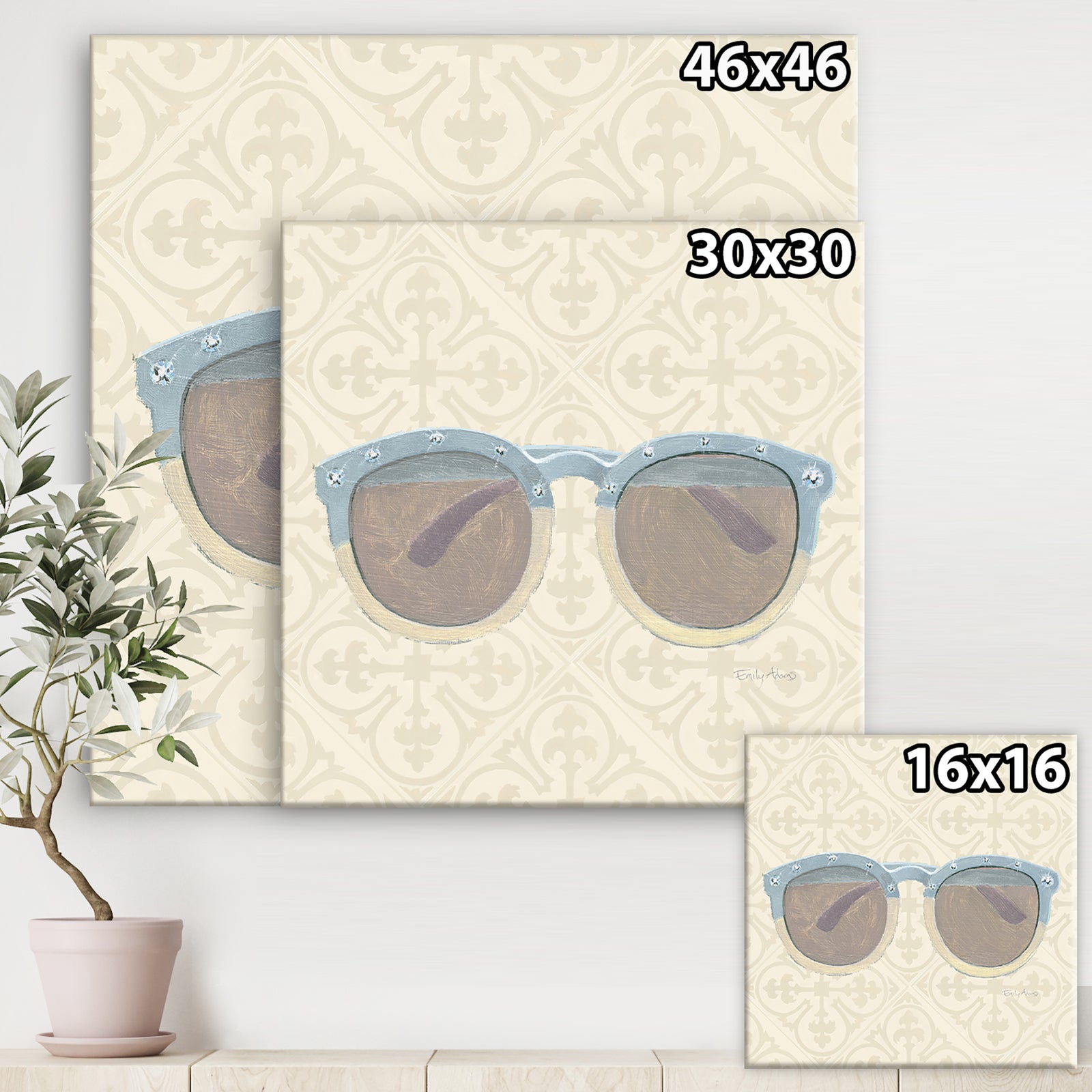 Glam cosmetics Blue Sun Glasses - Posh & Luxe Canvas Artwork