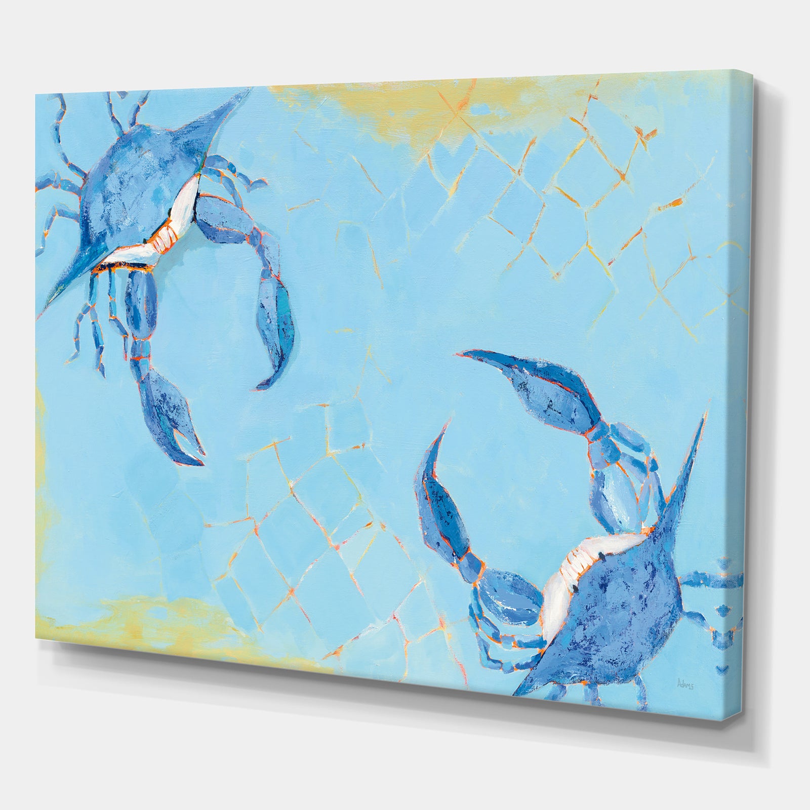 Blue Coastal crab Battle - Nautical & Coastal Canvas Art