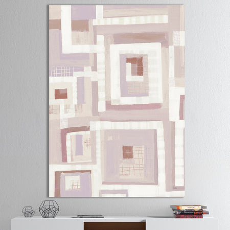 Pink Geometric Form Windows I - Transitional Premium Canvas Wall Art