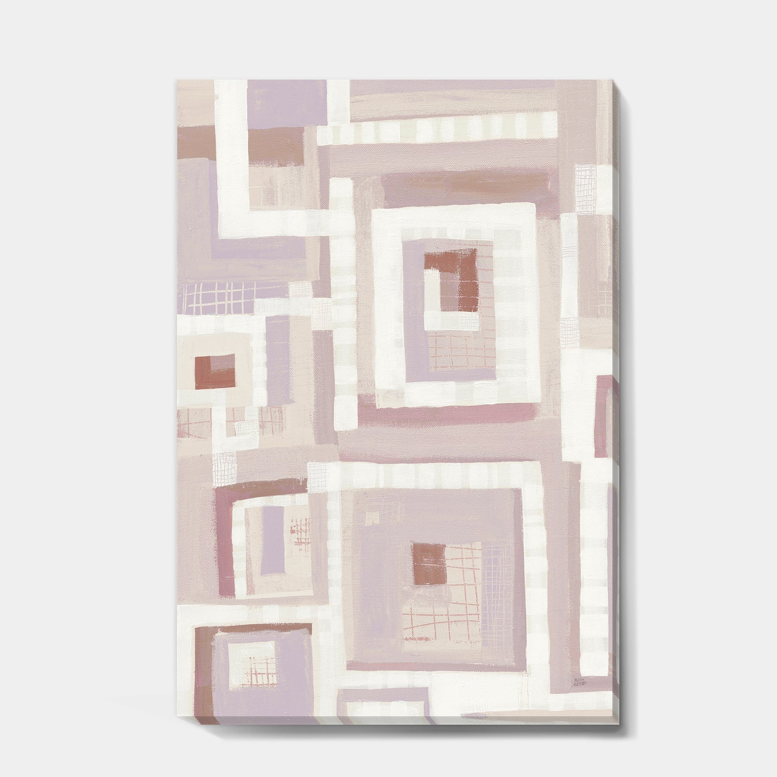 Pink Geometric Form Windows I - Transitional Premium Canvas Wall Art