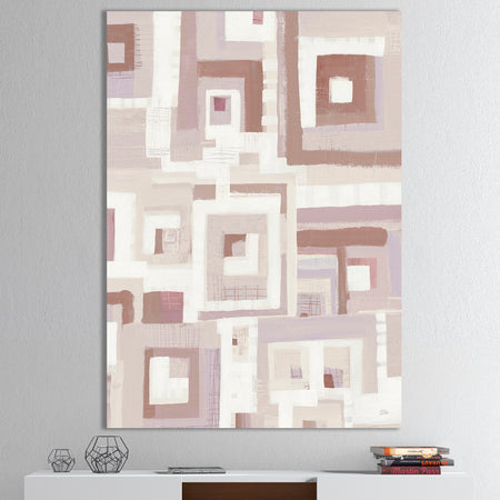 Pink Geometric Form Windows II - Transitional Gallery-wrapped Canvas