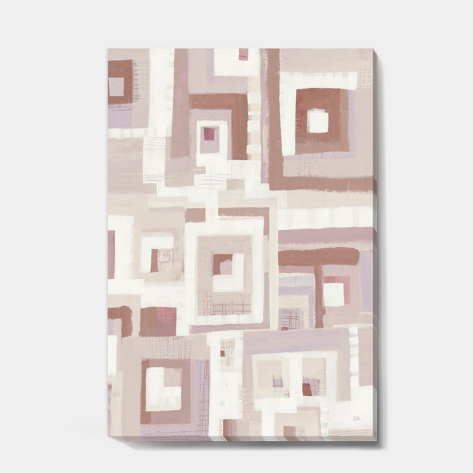 Pink Geometric Form Windows II - Transitional Gallery-wrapped Canvas