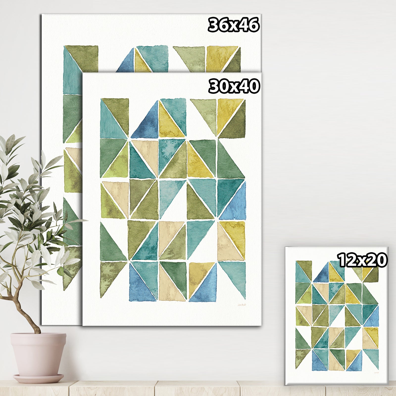 Carson Carrington 'Geometric Green Triangle I - Modern & Transitional Canvas Artwork