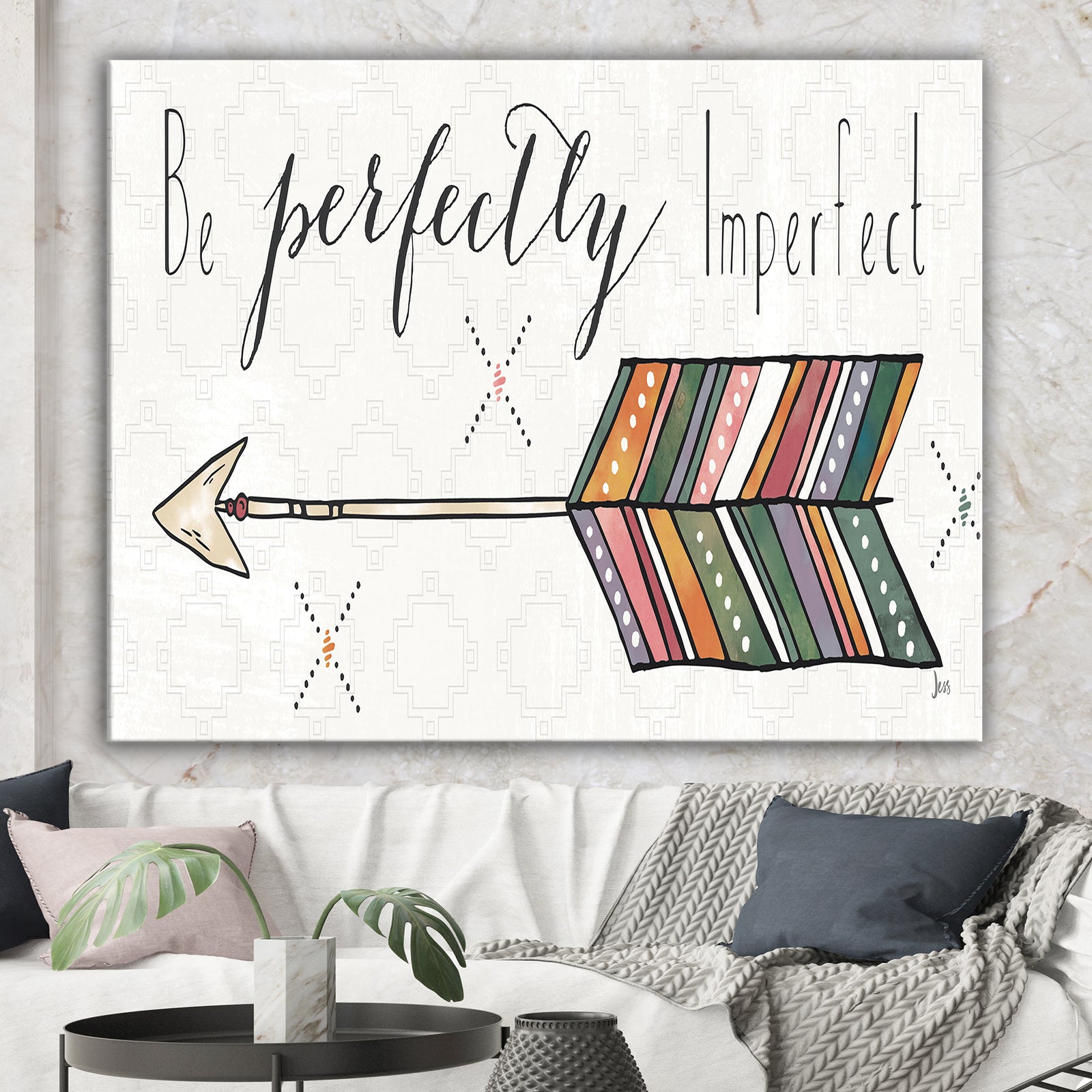 Be perfectly imperfect Boho Arrow I - Bohemian & Eclectic Canvas Art