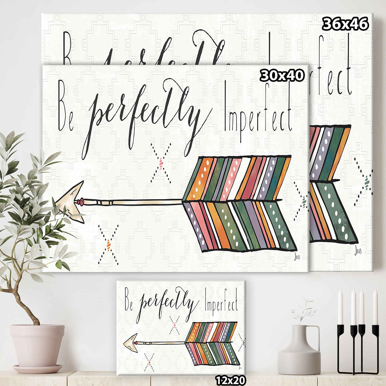 Be perfectly imperfect Boho Arrow I - Bohemian & Eclectic Canvas Art