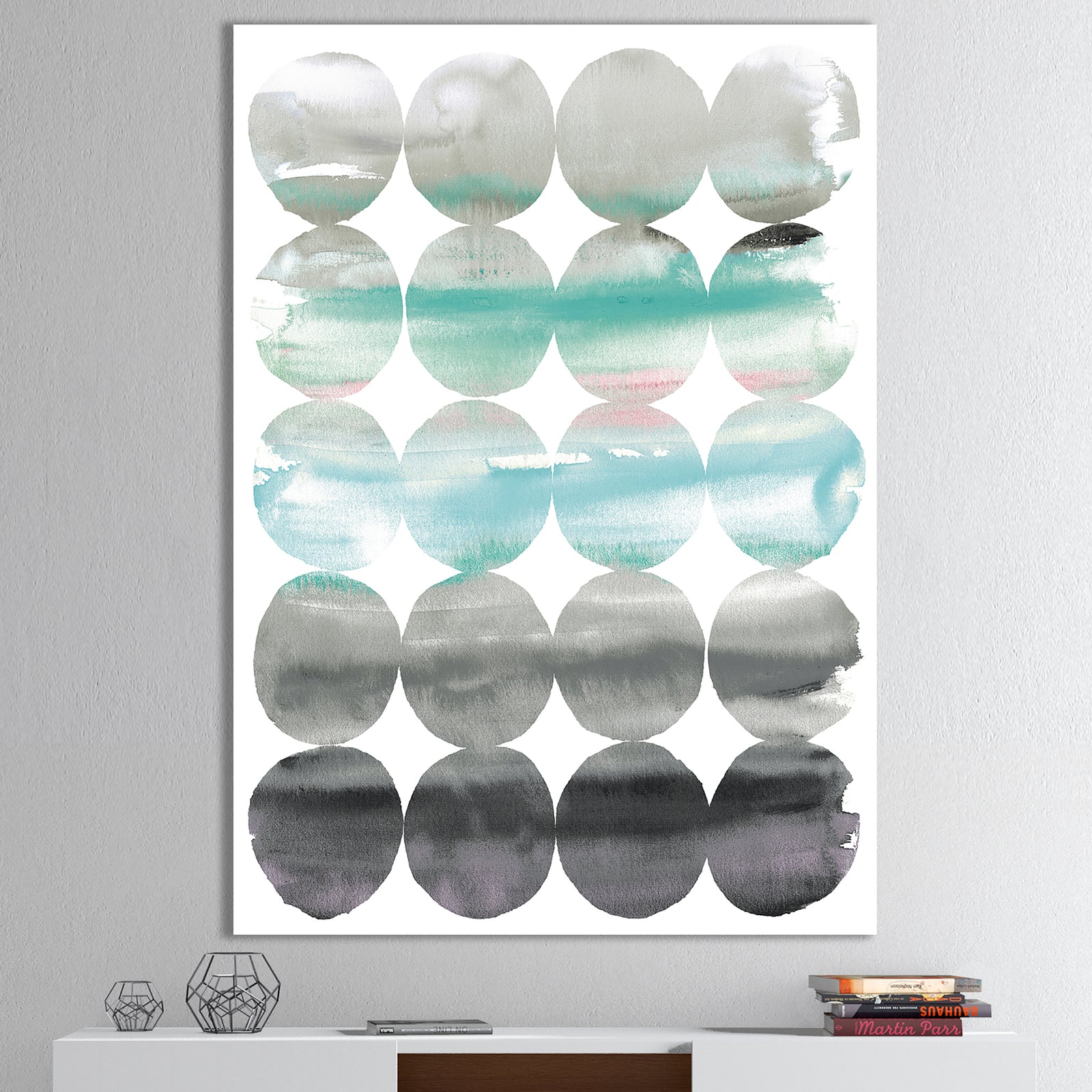 geometric Neutral Glue Circles - Transitional Gallery-wrapped Canvas