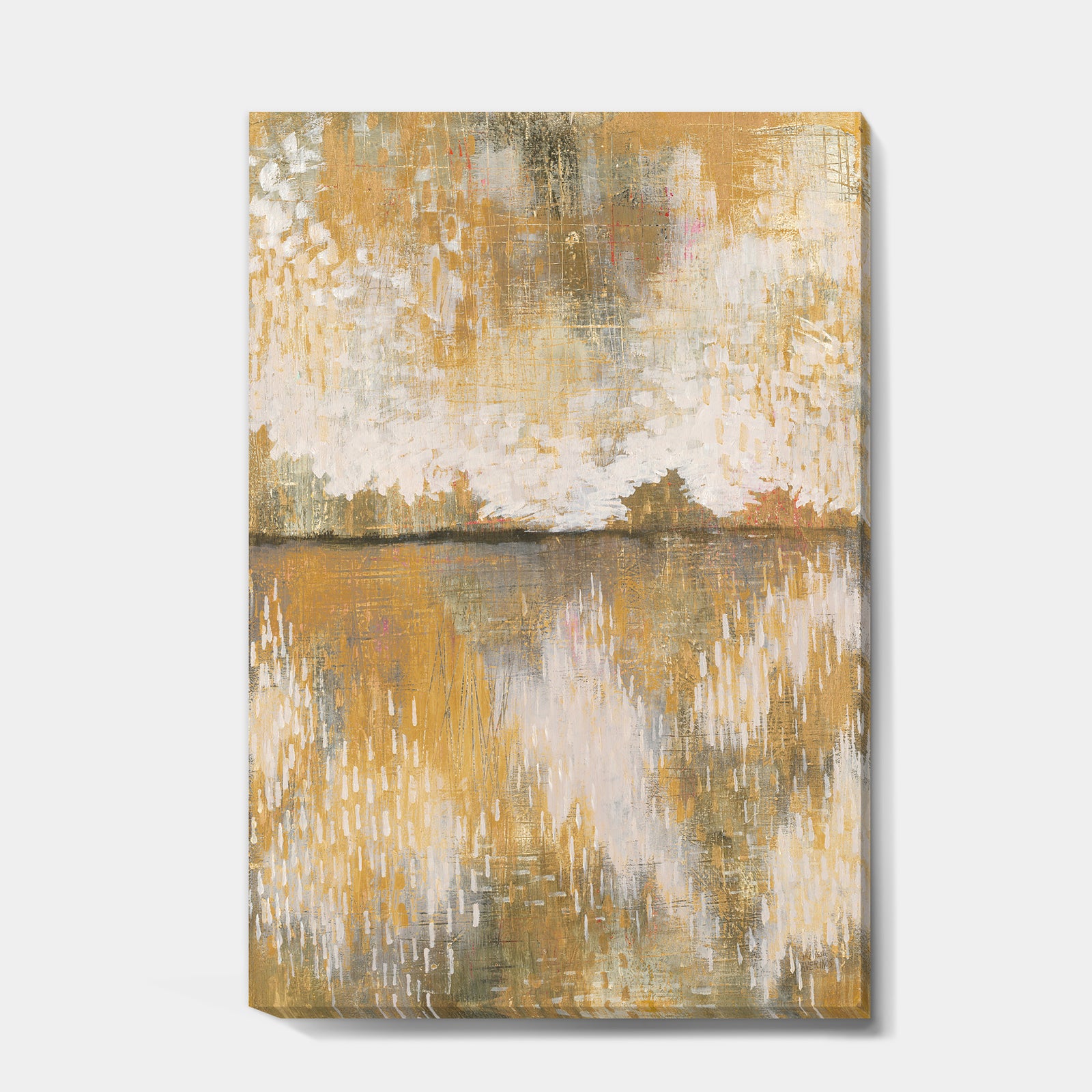 Glam Cream and Brown Curious Sky - Modern Premium Canvas Wall Art
