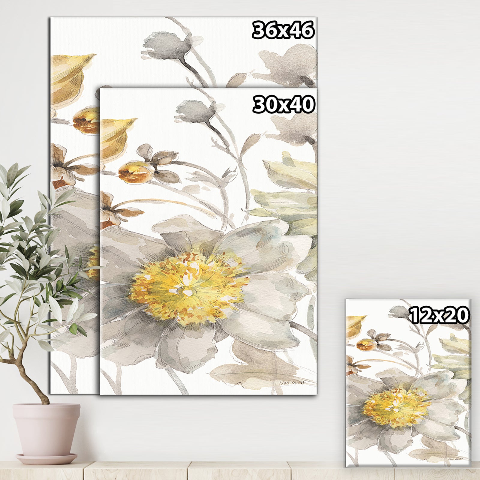 Fields of Gold Watercolor Flower III - Cabin & Lodge Canvas Art