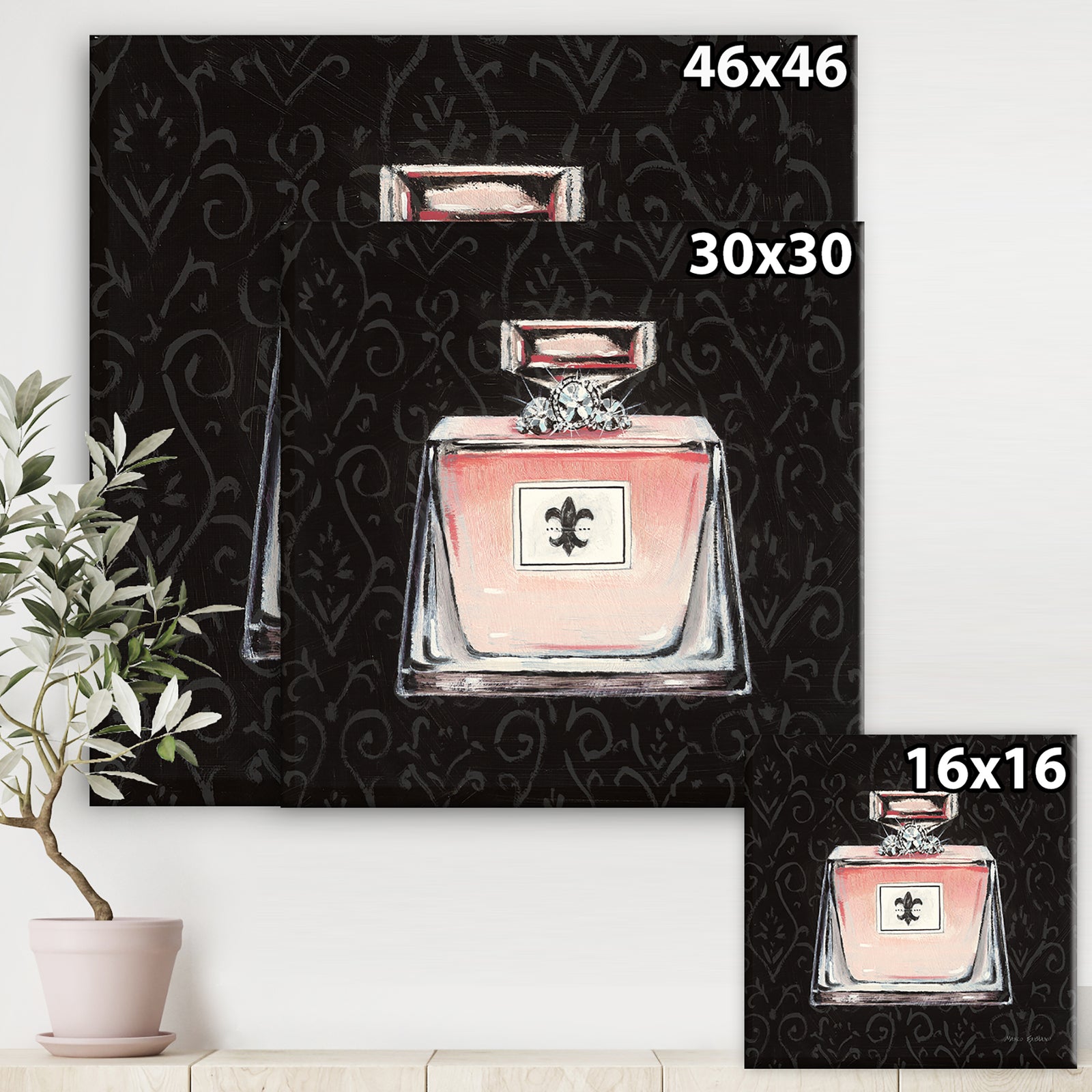 Glam & Fashion Parfum Boudoir I - Posh & Luxe Gallery-wrapped Canvas