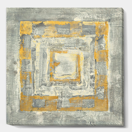 Gold Glam on Grey Tapestry I - Transitional Premium Canvas Wall Art