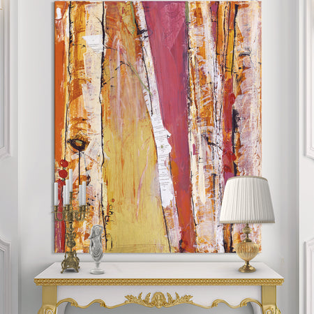 Orange Glam Natural Wood - Traditional Canvas Artwork