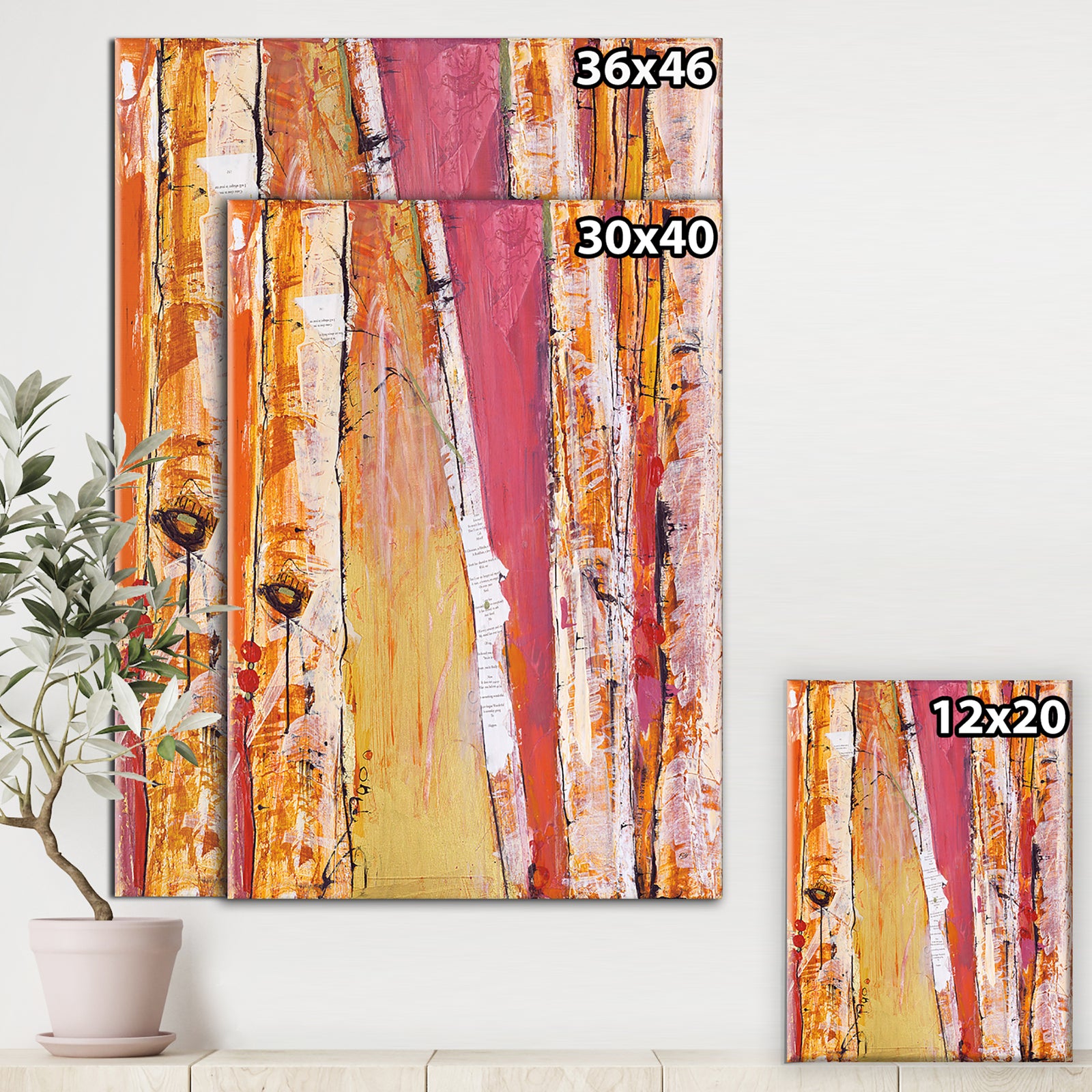 Orange Glam Natural Wood - Traditional Canvas Artwork