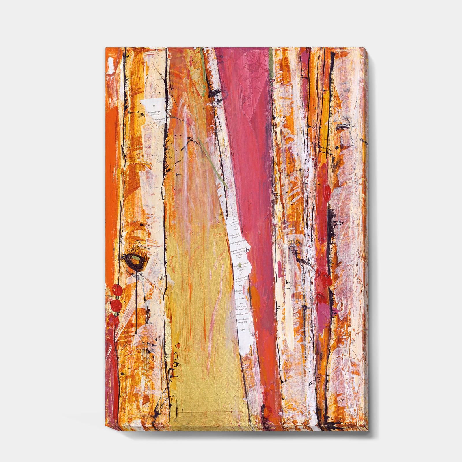 Orange Glam Natural Wood - Traditional Canvas Artwork