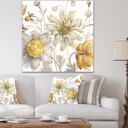 Fields of Gold Watercolor Flower V - Traditional Gallery-wrapped Canvas