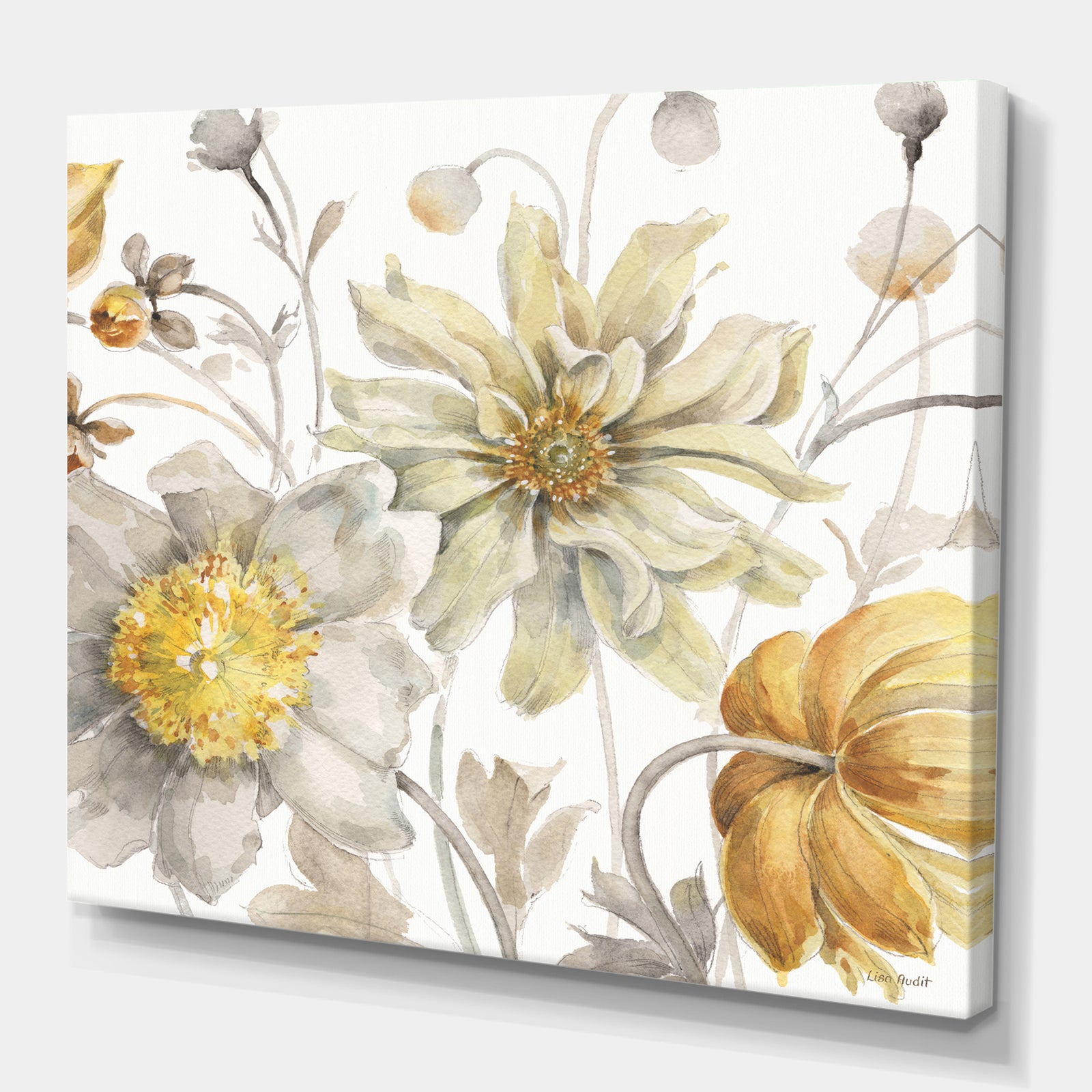 Fields of Gold Watercolor Flower V - Traditional Gallery-wrapped Canvas